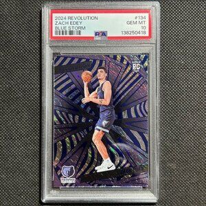 2024-25 Panini Revolution Rookies Zach Edey #134 Blue Storm RC Grizzlies PSA 10